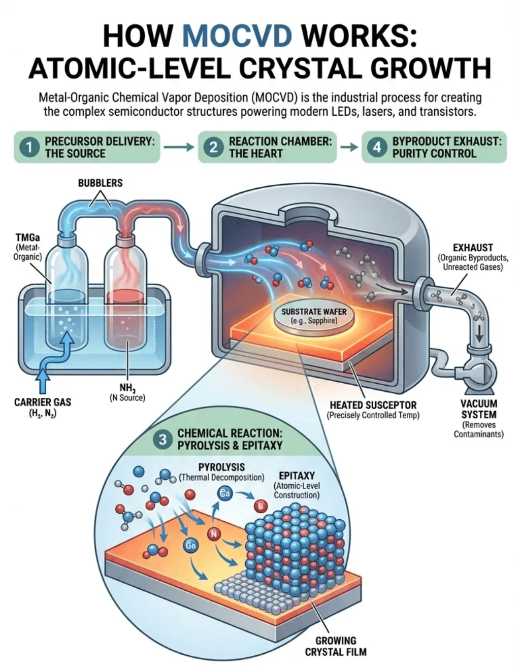 MOCVD Principle Atomic-scale Crystal Growth